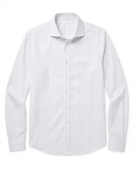 Bügelleichtes grau gestreiftes Popeline-Hemd