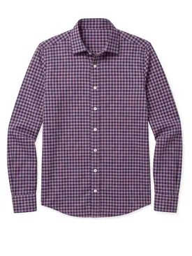 Twillhemd mit violettem Karomuster